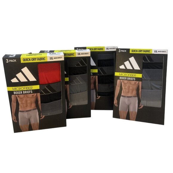 Adidas Performance Boxer Briefs 3-pack Black Sz XXL Quick-Dry Fabric, No Ride Up - Picture 1 of 7